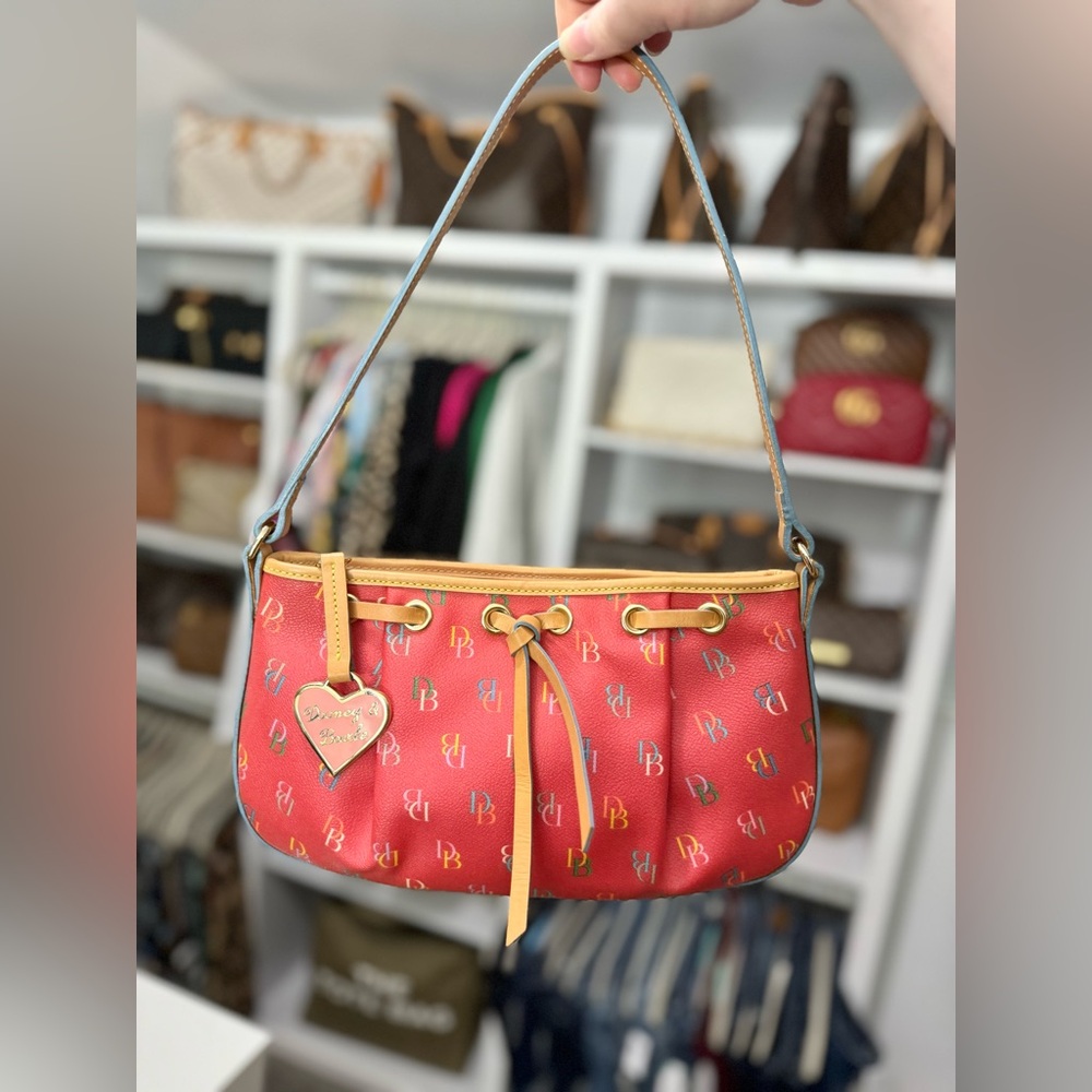 Y2K Dooney and Bourke rainbow monogram tassel pouch baguette